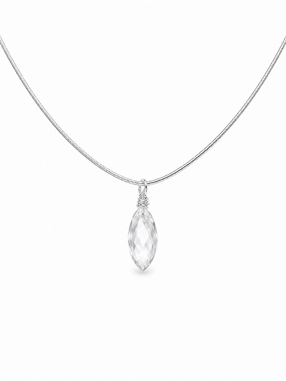 Sterling Silver Clear Crystal Pendant Necklace